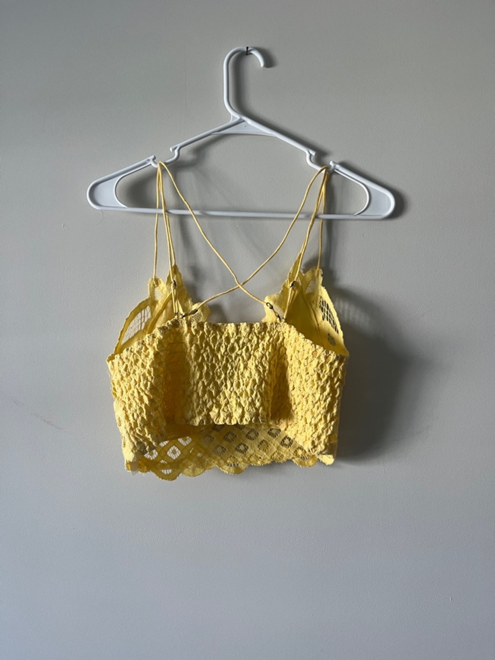 Free People Yellow Adella Lace Cropped Bralette Casual Feminine Vacation Top - Picture 5 of 5